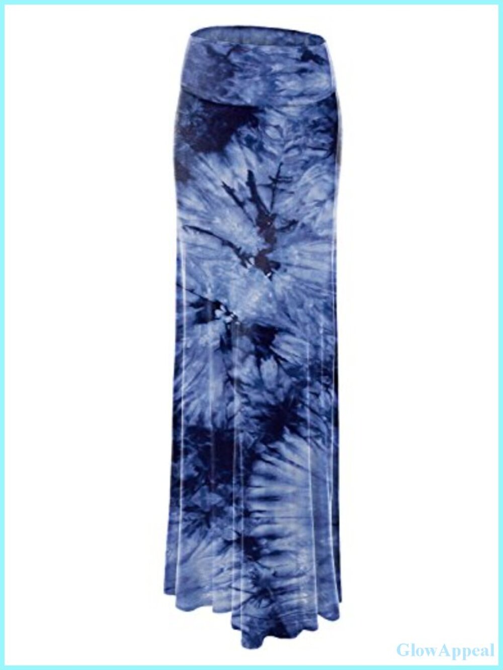 Women's High Waist Fold Over Maxi Skirt Soft Stretch Jersey Flowy Full Length